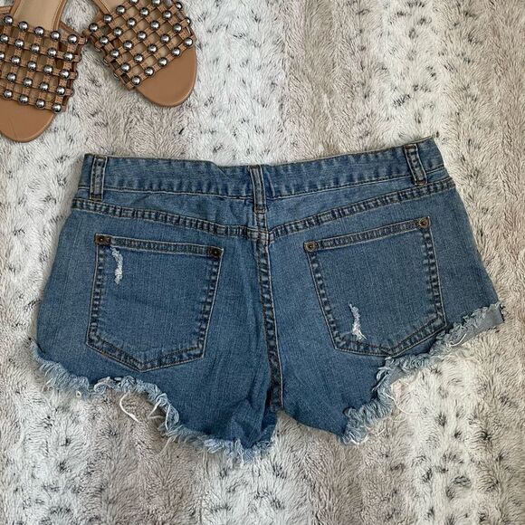 𝅺[5] Vintage Billabong Metal Hardware Festival Distressed Denim Jean Shorts - Picture 4 of 5